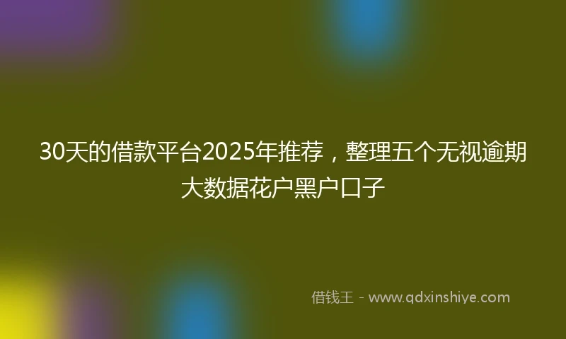 30天的借款平台2025年推荐，整理五个无视逾期大数据花户黑户口子