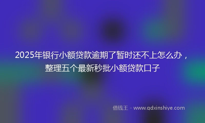 2025年银行小额贷款逾期了暂时还不上怎么办，整理五个最新秒批小额贷款口子