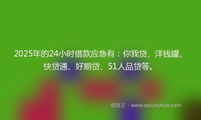 2025年的24小时借款应急有：你我贷、洋钱罐、快贷通、好期贷、51人品贷等。