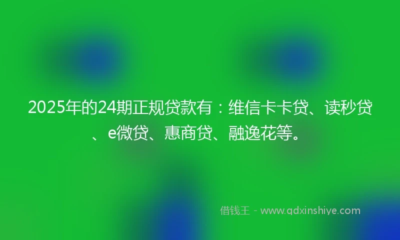 2025年的24期正规贷款有：维信卡卡贷、读秒贷、e微贷、惠商贷、融逸花等。