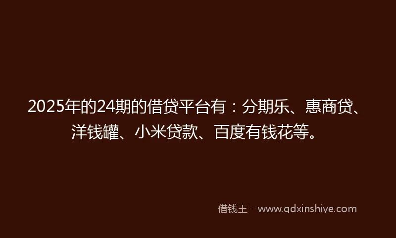 2025年的24期的借贷平台有：分期乐、惠商贷、洋钱罐、小米贷款、百度有钱花等。