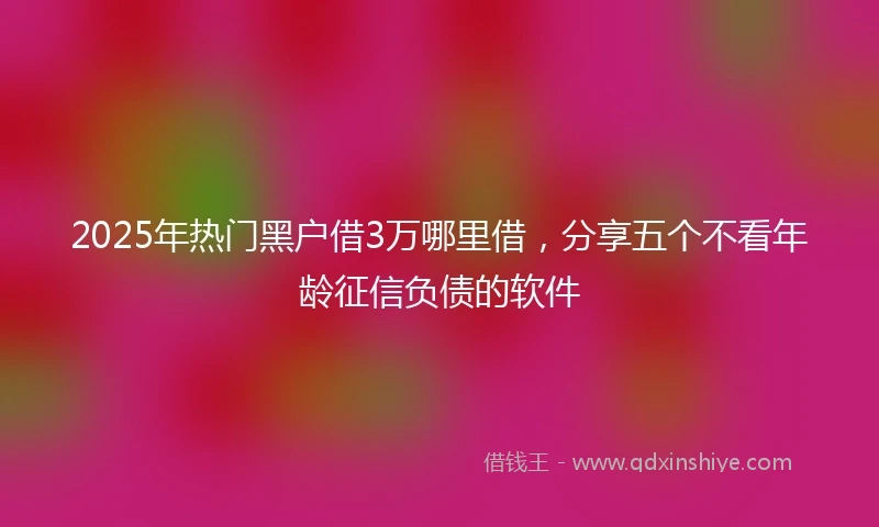 2025年热门黑户借3万哪里借，分享五个不看年龄征信负债的软件