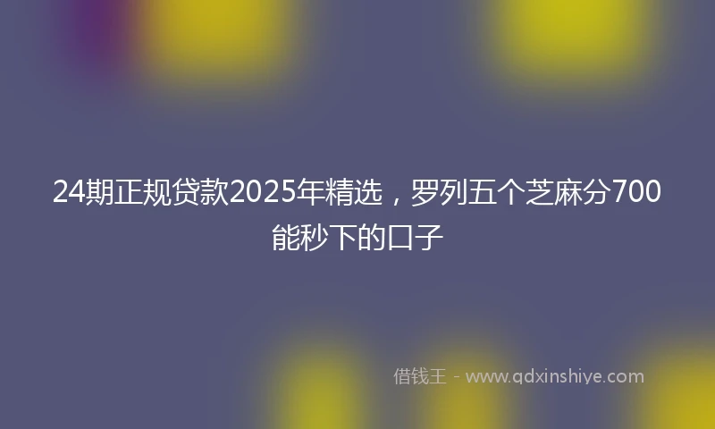 24期正规贷款2025年精选，罗列五个芝麻分700能秒下的口子