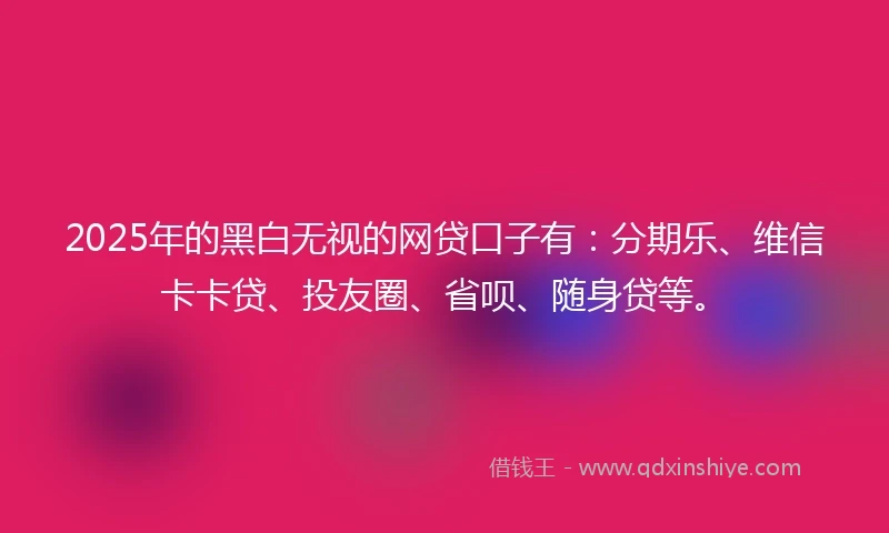 2025年的黑白无视的网贷口子有：分期乐、维信卡卡贷、投友圈、省呗、随身贷等。