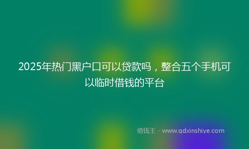 2025年热门黑户口可以贷款吗，整合五个手机可以临时借钱的平台
