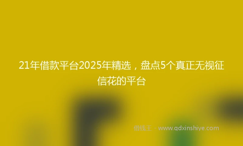 21年借款平台2025年精选，盘点5个真正无视征信花的平台