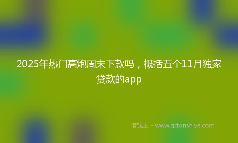 2025年热门高炮周末下款吗，概括五个11月独家贷款的app