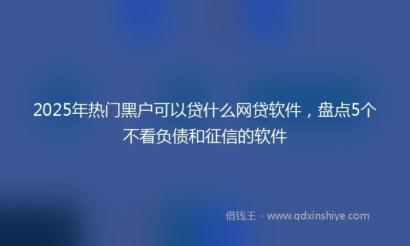 2025年热门黑户可以贷什么网贷软件，盘点5个不看负债和征信的软件