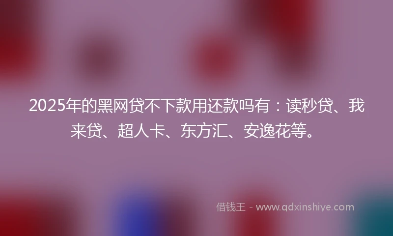 2025年的黑网贷不下款用还款吗有：读秒贷、我来贷、超人卡、东方汇、安逸花等。