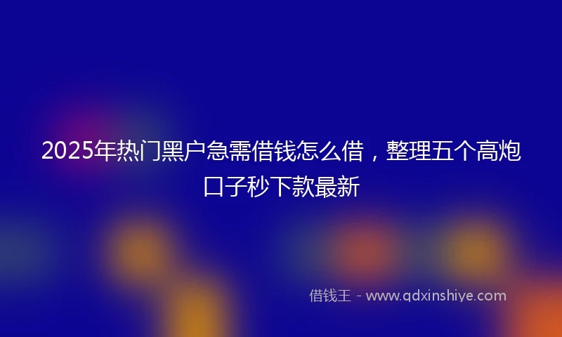 2025年热门黑户急需借钱怎么借，整理五个高炮口子秒下款最新