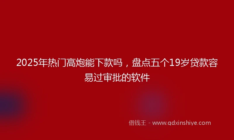 2025年热门高炮能下款吗，盘点五个19岁贷款容易过审批的软件