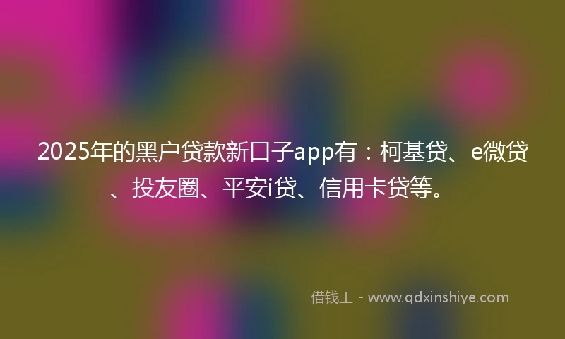 2025年的黑户贷款新口子app有：柯基贷、e微贷、投友圈、平安i贷、信用卡贷等。