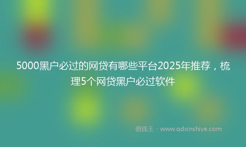 5000黑户必过的网贷有哪些平台2025年推荐，梳理5个网贷黑户必过软件