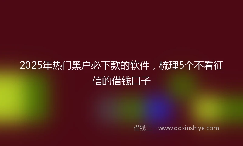 2025年热门黑户必下款的软件，梳理5个不看征信的借钱口子