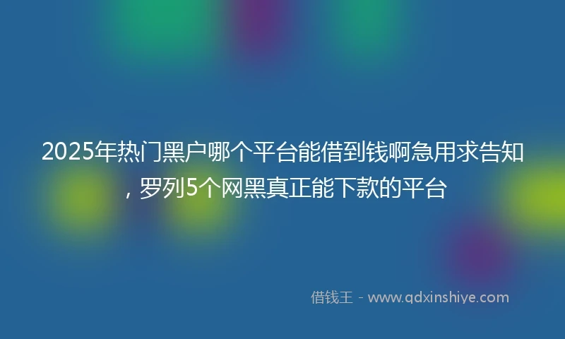 2025年热门黑户哪个平台能借到钱啊急用求告知，罗列5个网黑真正能下款的平台