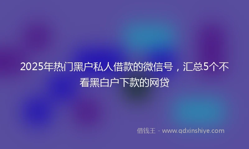 2025年热门黑户私人借款的微信号，汇总5个不看黑白户下款的网贷