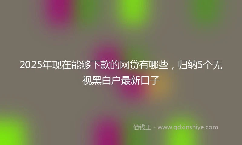 2025年现在能够下款的网贷有哪些，归纳5个无视黑白户最新口子