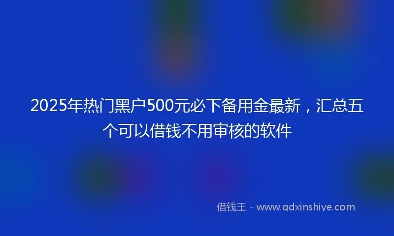 2025年热门黑户500元必下备用金最新，汇总五个可以借钱不用审核的软件