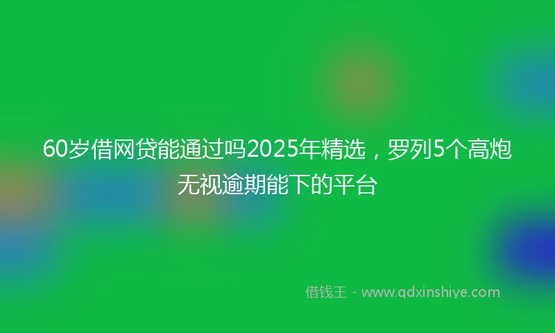 60岁借网贷能通过吗2025年精选，罗列5个高炮无视逾期能下的平台