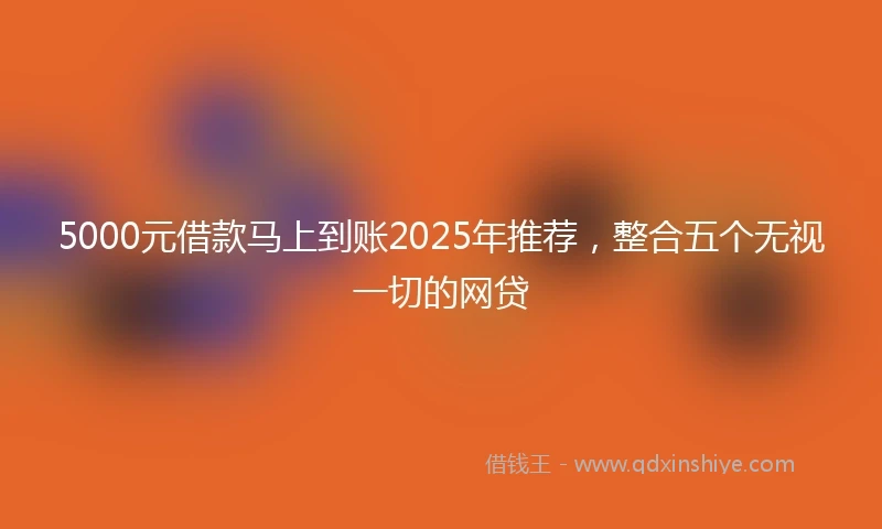 5000元借款马上到账2025年推荐，整合五个无视一切的网贷