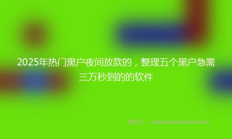 2025年热门黑户夜间放款的，整理五个黑户急需三万秒到的的软件
