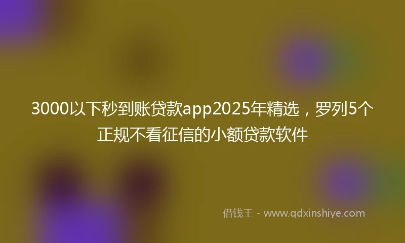 3000以下秒到账贷款app2025年精选，罗列5个正规不看征信的小额贷款软件