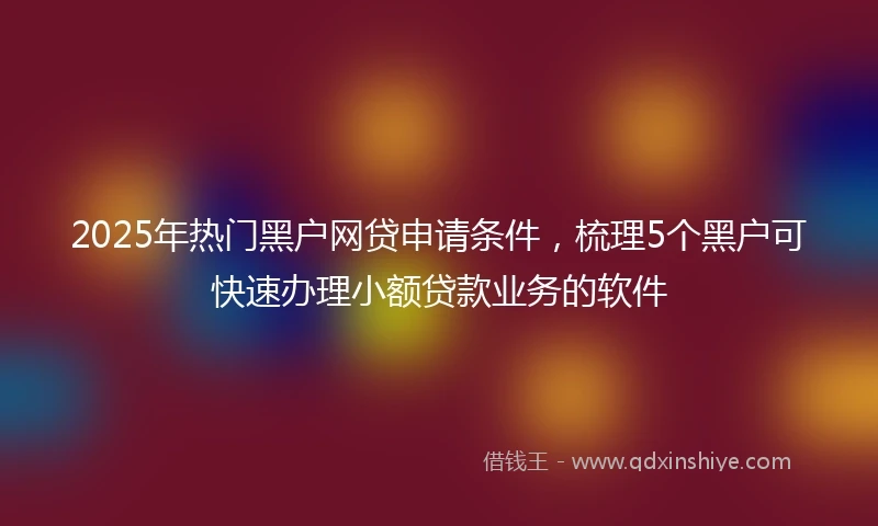2025年热门黑户网贷申请条件，梳理5个黑户可快速办理小额贷款业务的软件