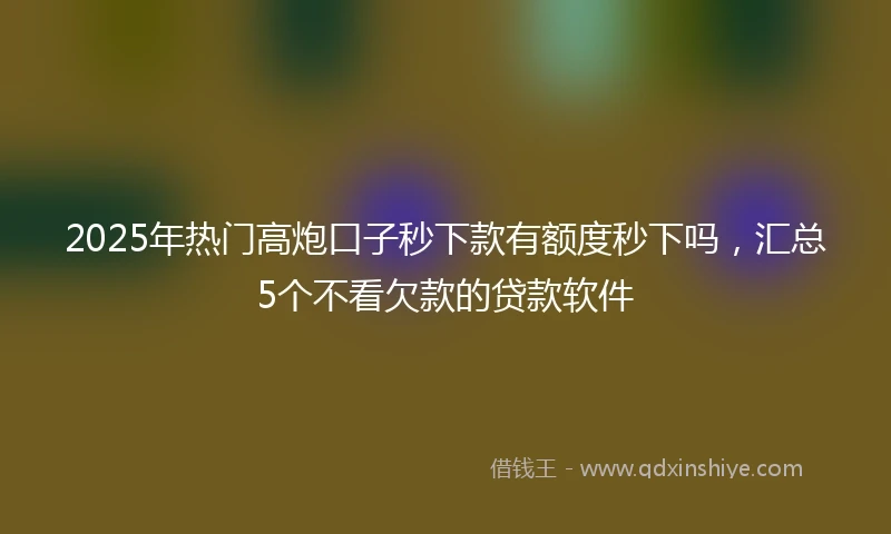 2025年热门高炮口子秒下款有额度秒下吗，汇总5个不看欠款的贷款软件