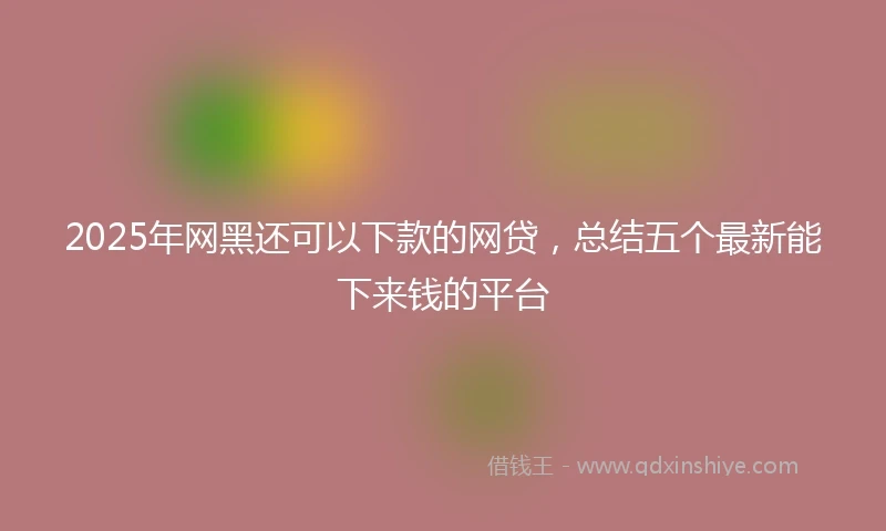 2025年网黑还可以下款的网贷，总结五个最新能下来钱的平台