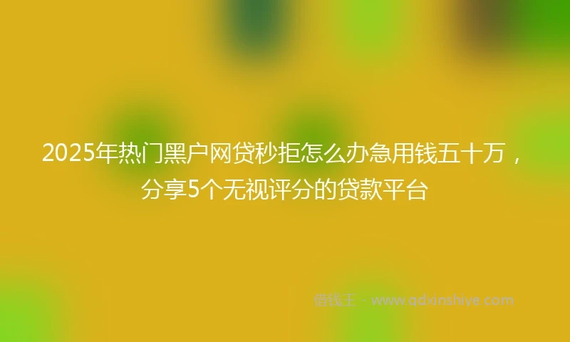 2025年热门黑户网贷秒拒怎么办急用钱五十万，分享5个无视评分的贷款平台