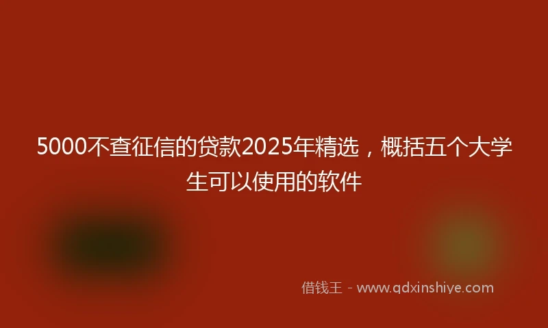 5000不查征信的贷款2025年精选，概括五个大学生可以使用的软件