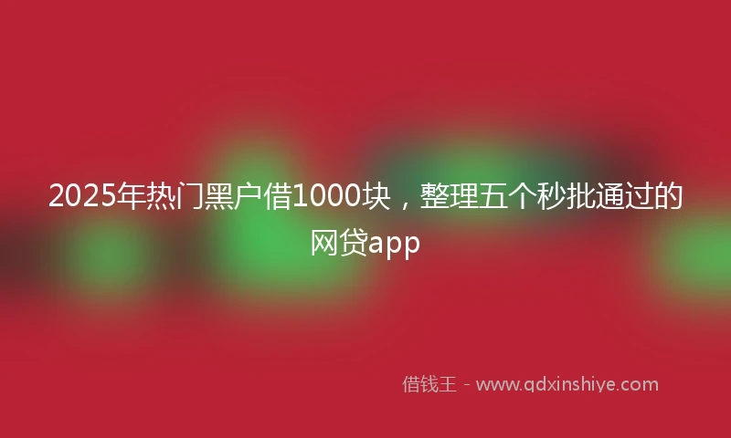 2025年热门黑户借1000块，整理五个秒批通过的网贷app