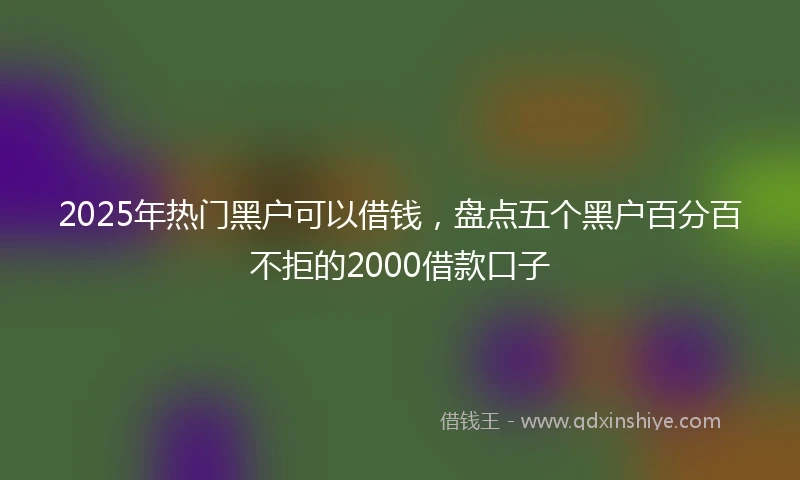 2025年热门黑户可以借钱，盘点五个黑户百分百不拒的2000借款口子