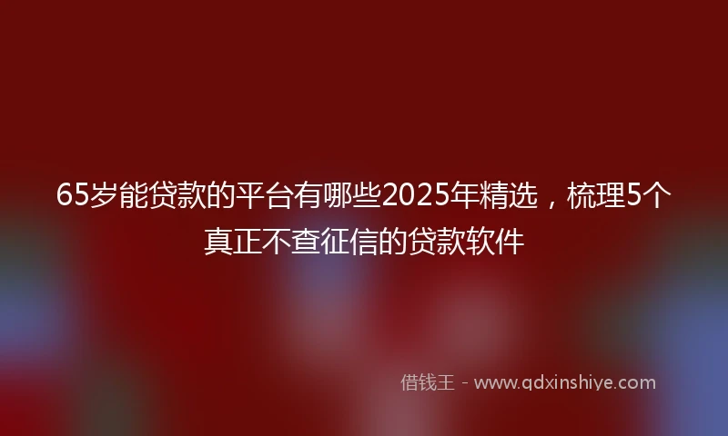 65岁能贷款的平台有哪些2025年精选，梳理5个真正不查征信的贷款软件