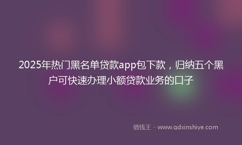 2025年热门黑名单贷款app包下款，归纳五个黑户可快速办理小额贷款业务的口子