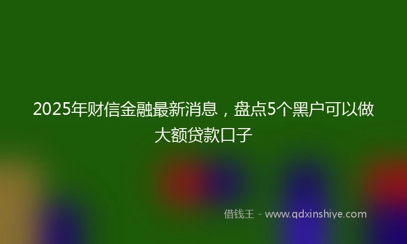 2025年财信金融最新消息，盘点5个黑户可以做大额贷款口子