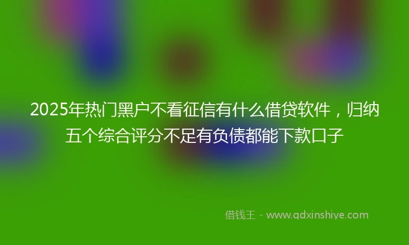 2025年热门黑户不看征信有什么借贷软件，归纳五个综合评分不足有负债都能下款口子