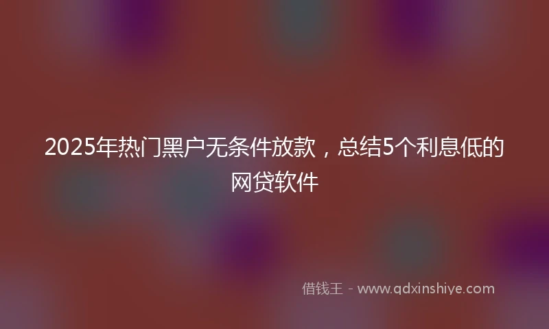 2025年热门黑户无条件放款，总结5个利息低的网贷软件