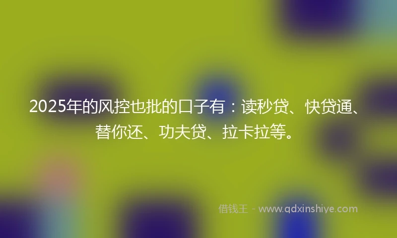 2025年的风控也批的口子有：读秒贷、快贷通、替你还、功夫贷、拉卡拉等。
