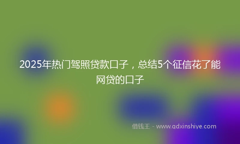 2025年热门驾照贷款口子，总结5个征信花了能网贷的口子