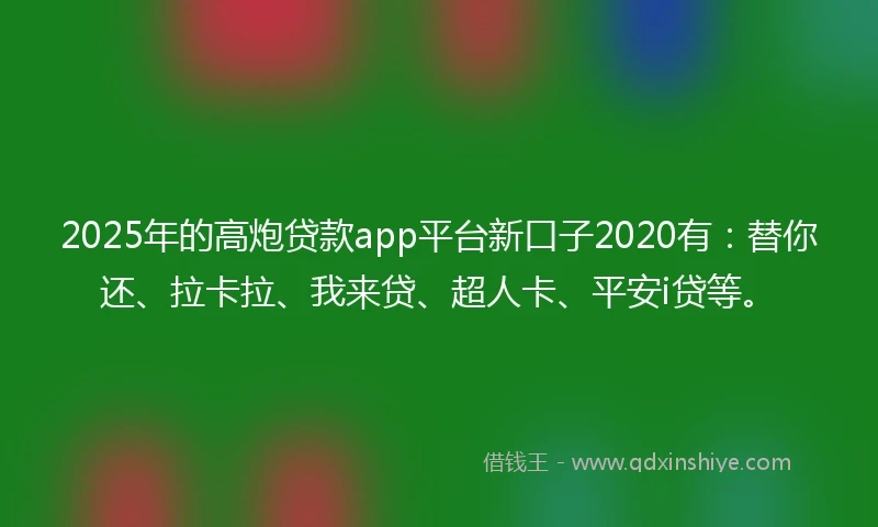 2025年的高炮贷款app平台新口子2020有：替你还、拉卡拉、我来贷、超人卡、平安i贷等。