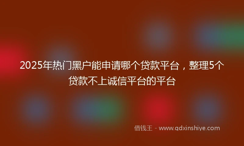2025年热门黑户能申请哪个贷款平台，整理5个贷款不上诚信平台的平台