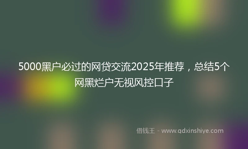 5000黑户必过的网贷交流2025年推荐，总结5个网黑烂户无视风控口子