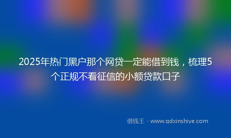 2025年热门黑户那个网贷一定能借到钱，梳理5个正规不看征信的小额贷款口子