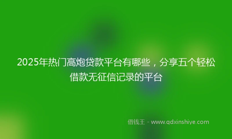 2025年热门高炮贷款平台有哪些，分享五个轻松借款无征信记录的平台