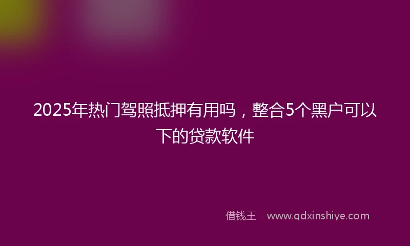 2025年热门驾照抵押有用吗，整合5个黑户可以下的贷款软件