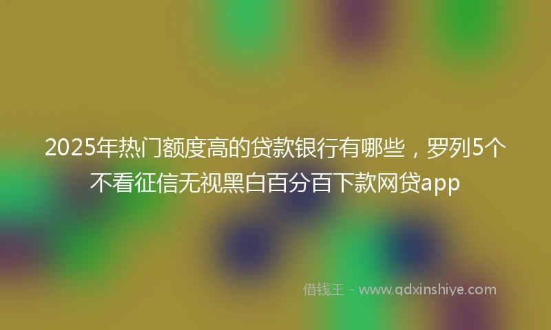 2025年热门额度高的贷款银行有哪些，罗列5个不看征信无视黑白百分百下款网贷app