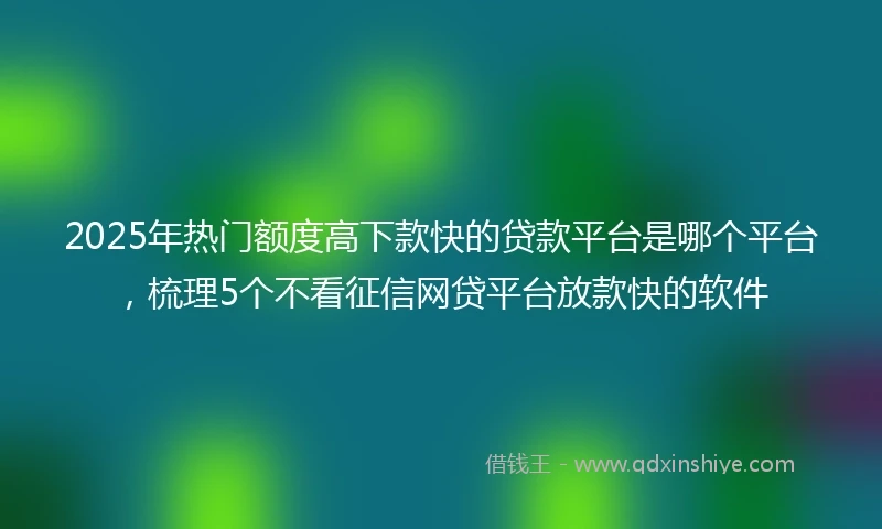2025年热门额度高下款快的贷款平台是哪个平台，梳理5个不看征信网贷平台放款快的软件