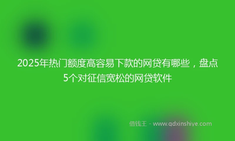 2025年热门额度高容易下款的网贷有哪些，盘点5个对征信宽松的网贷软件