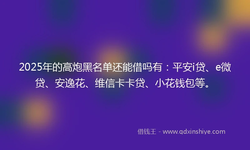 2025年的高炮黑名单还能借吗有：平安i贷、e微贷、安逸花、维信卡卡贷、小花钱包等。